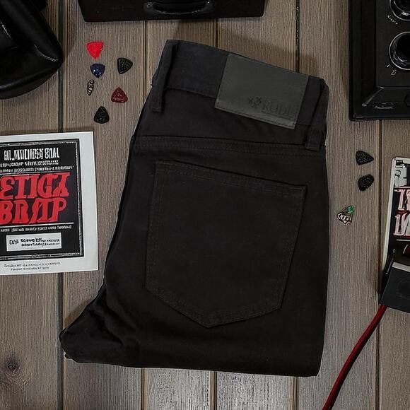 RUDE Hot Topic NWT Men's 26x32 True Black Super Skinny Denim Jeans Stretch - Picture 1 of 10
